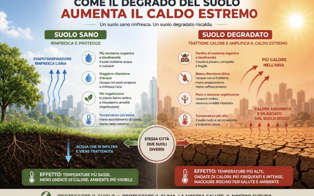 IL DEGRADO E LA IMPERMEABILIZZAZIONE DEL SUOLO STANNO PER AMPLIFICARE IL CALDO ESTREMO